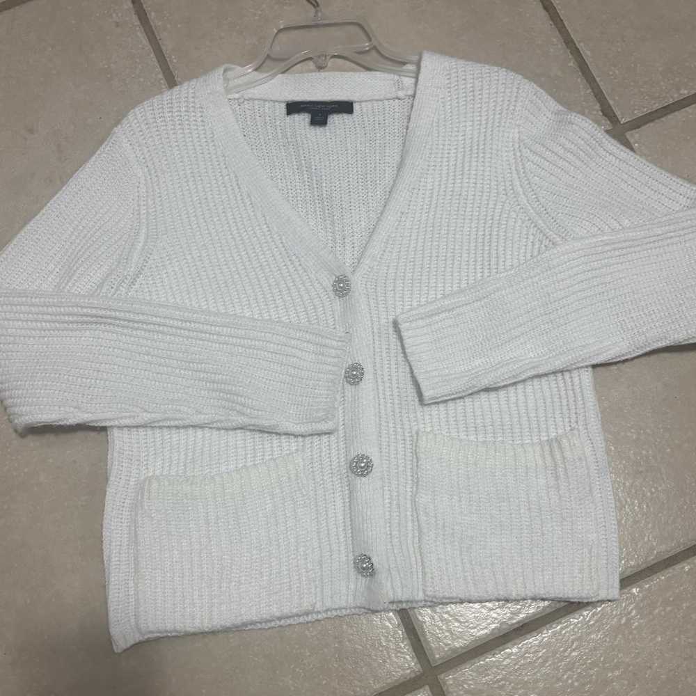 Marc New York White Button-Up Cardigan